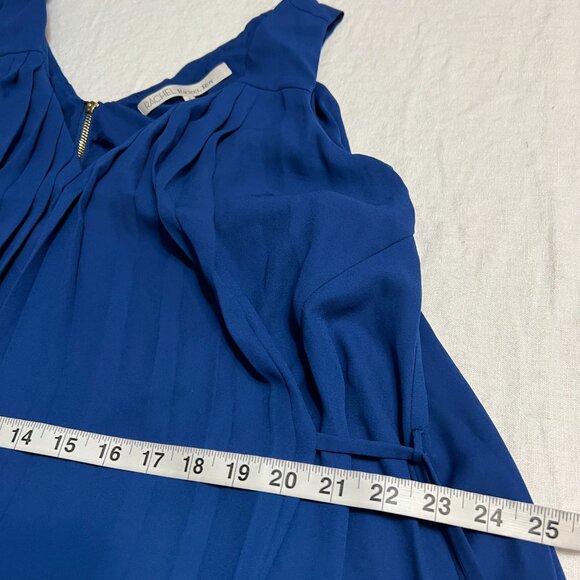 RACHEL Rachel Roy Blue Pleated High-Low Dress Size 6 Sleeveless Belted Lined - Picture 9 of 11